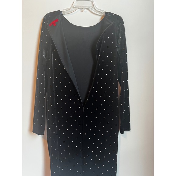 Jennifer Lopez Black Velvet Rhinestone Dress Long Sleeve‎ Cocktail Party M - Picture 5 of 10